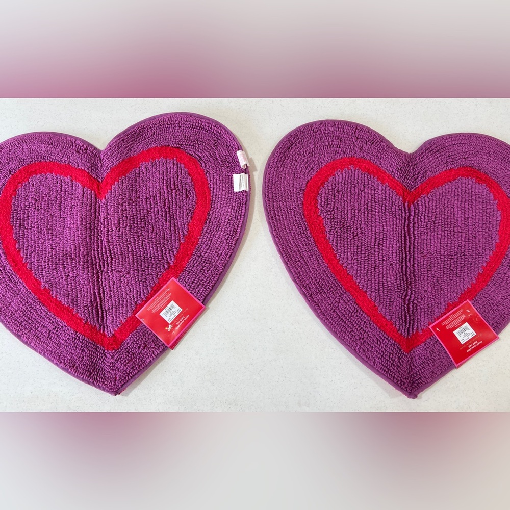 Heart-Shaped Purple and Red Bath Mat